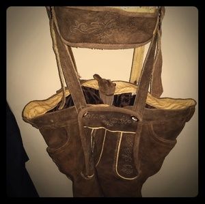 MENS LEATHER OCTOBERFEST SUSPENDER LEDERHOSEN